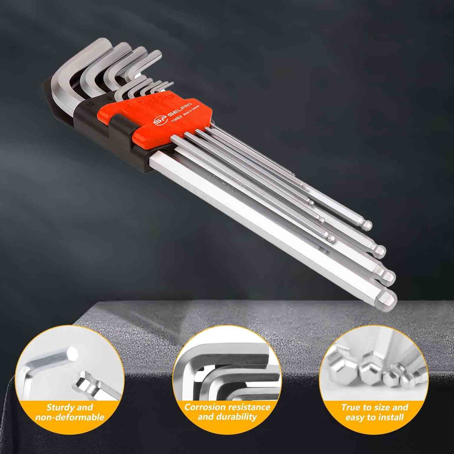 9 Pcs Metric Ball Head Hex L Allen Key Set