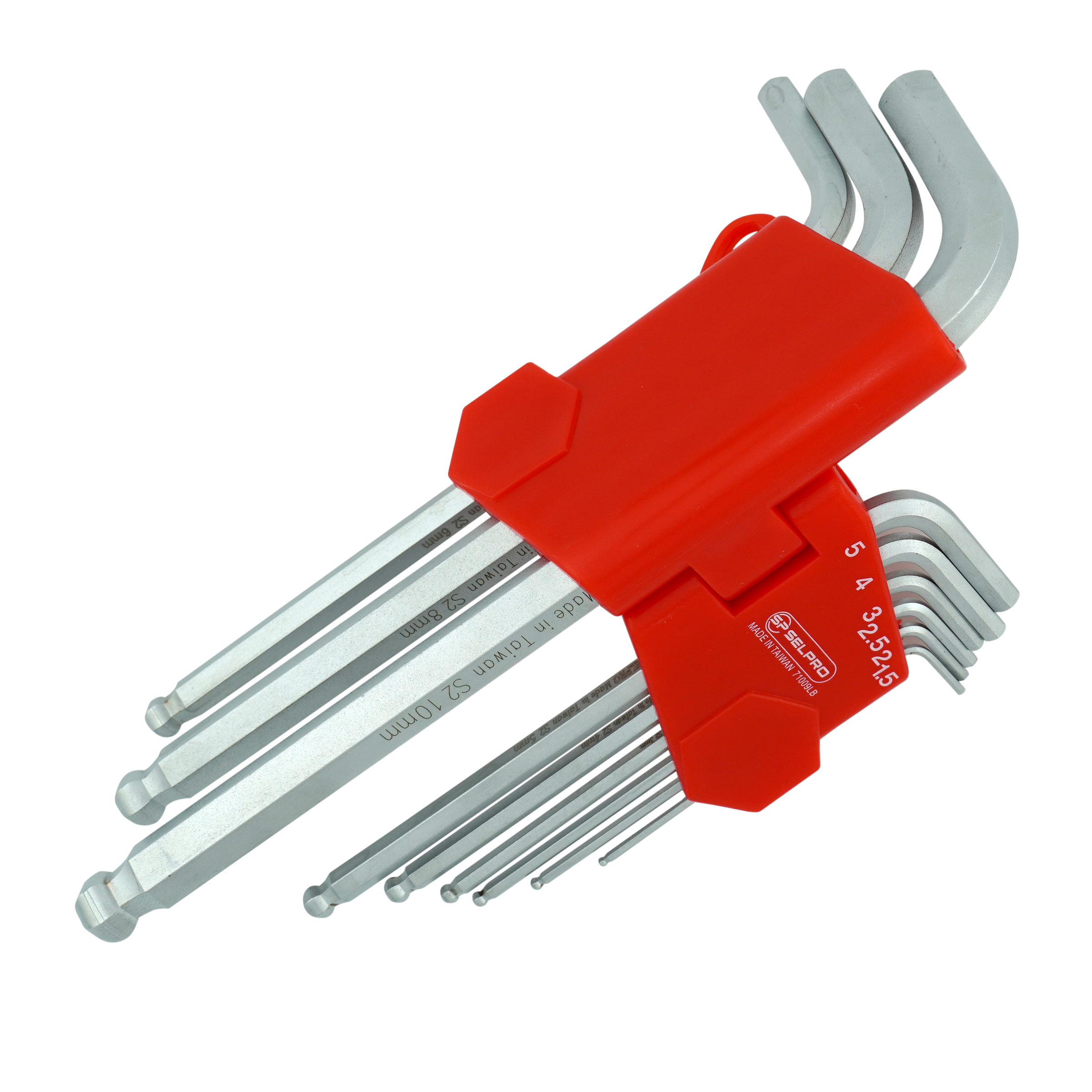 9 Pcs S2 Ball Point Hex L-Key Set, 1.5 - 10mm.