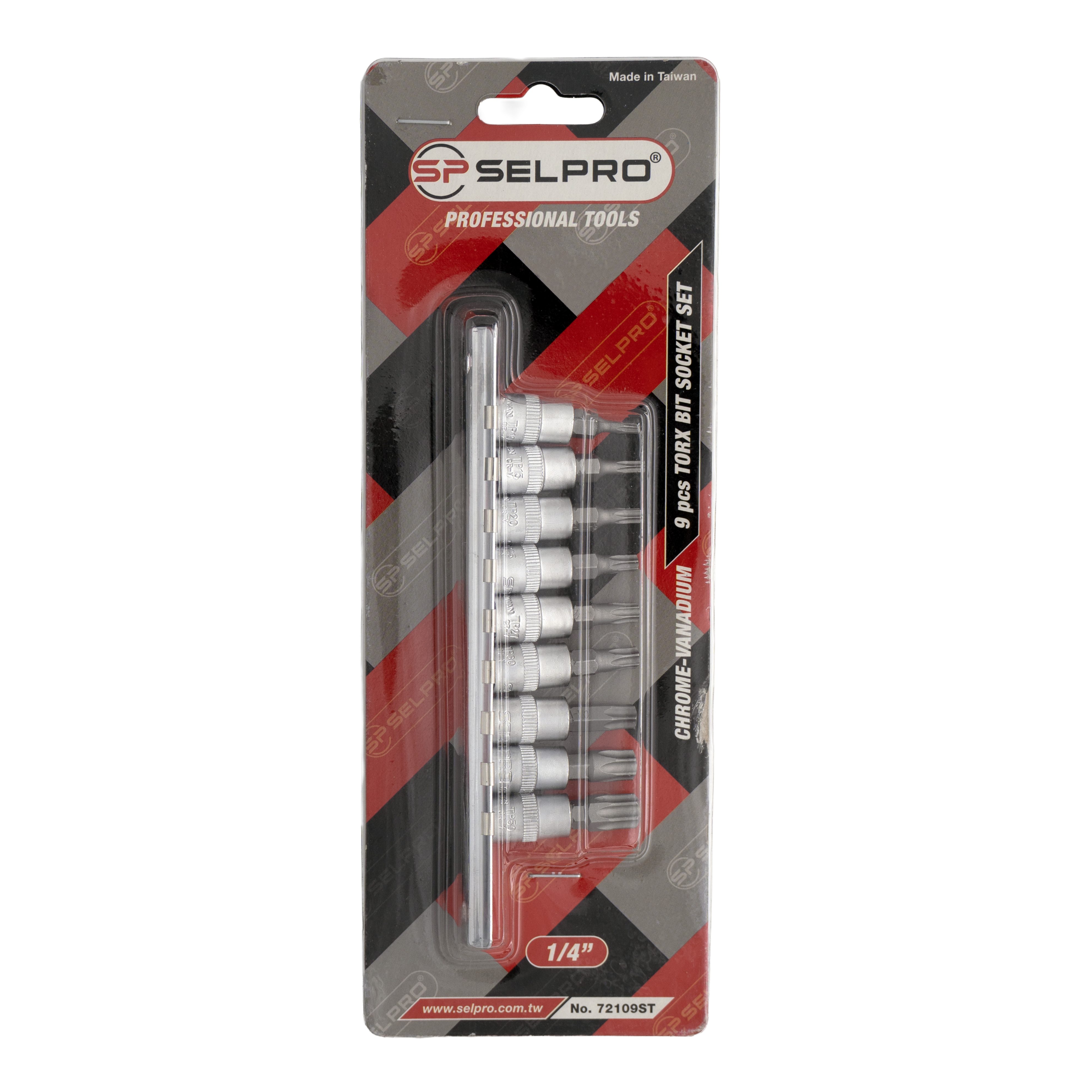 9 Pcs 1/4" Dr. Torx Bit Socket Set End Design With Pin Hole