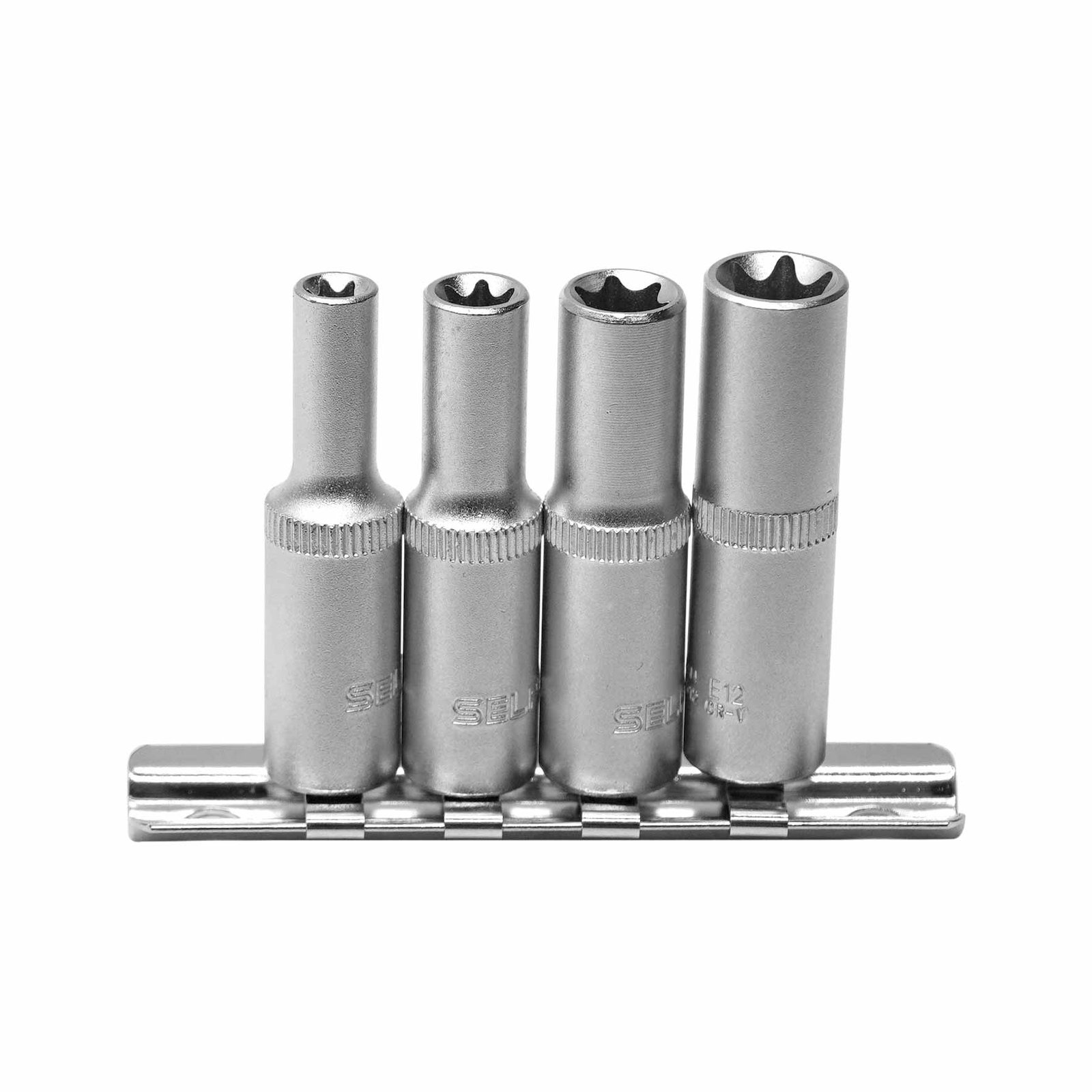 4 Pcs Deep E Star Socket Set 1/4" Dr.