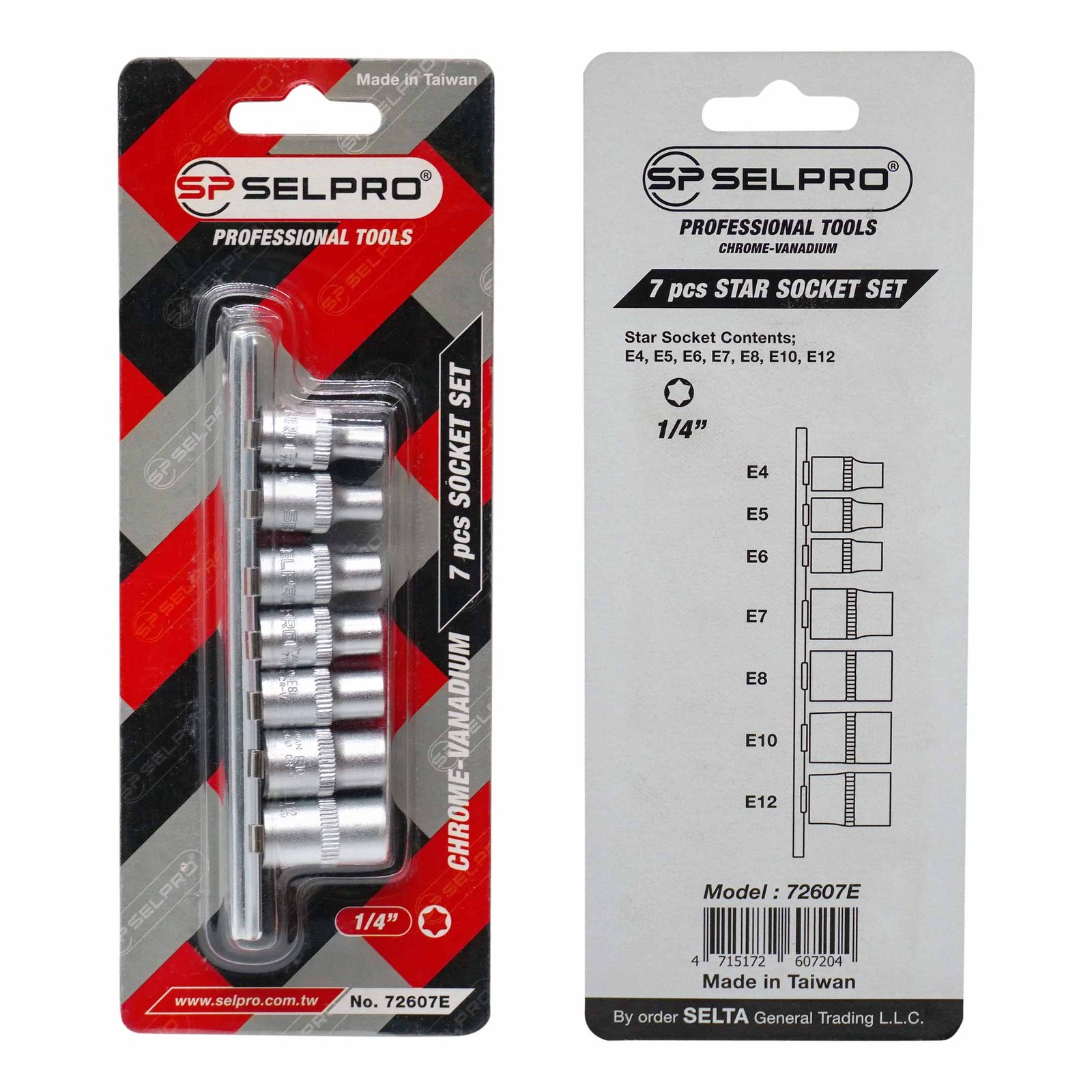 1/4" Dr. 7 Pcs Short E Star Socket Set
