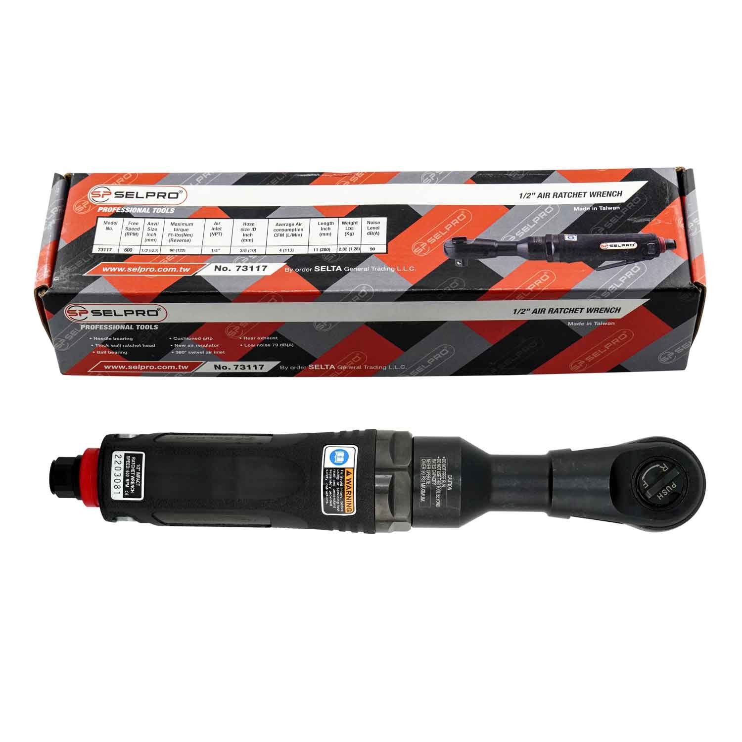1/2" Dr. Reactionless Air Ratchet Wrench