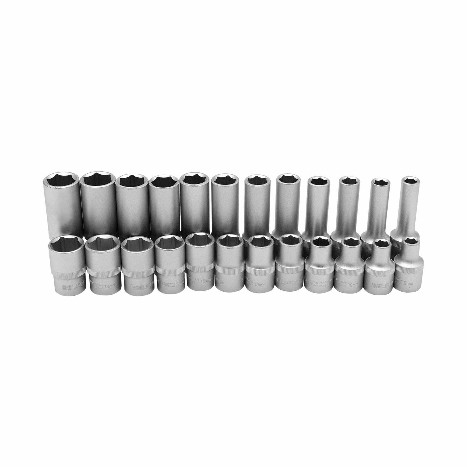 24 Pcs 1/2" Dr. Short & Deep Socket Set.