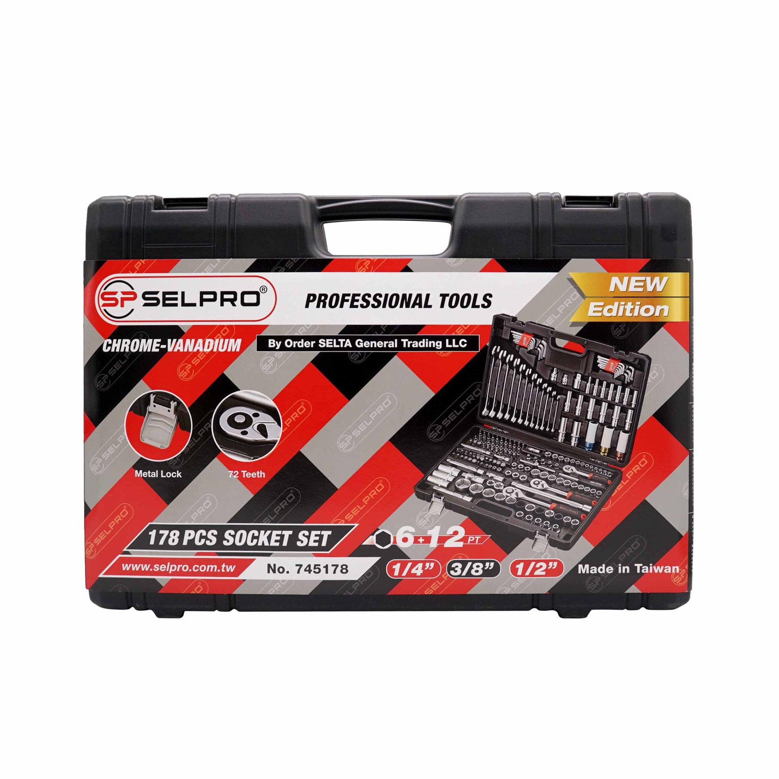 178 pcs 1/4" & 3/8" & 1/2" Dr. Socket Set 6/12Pt