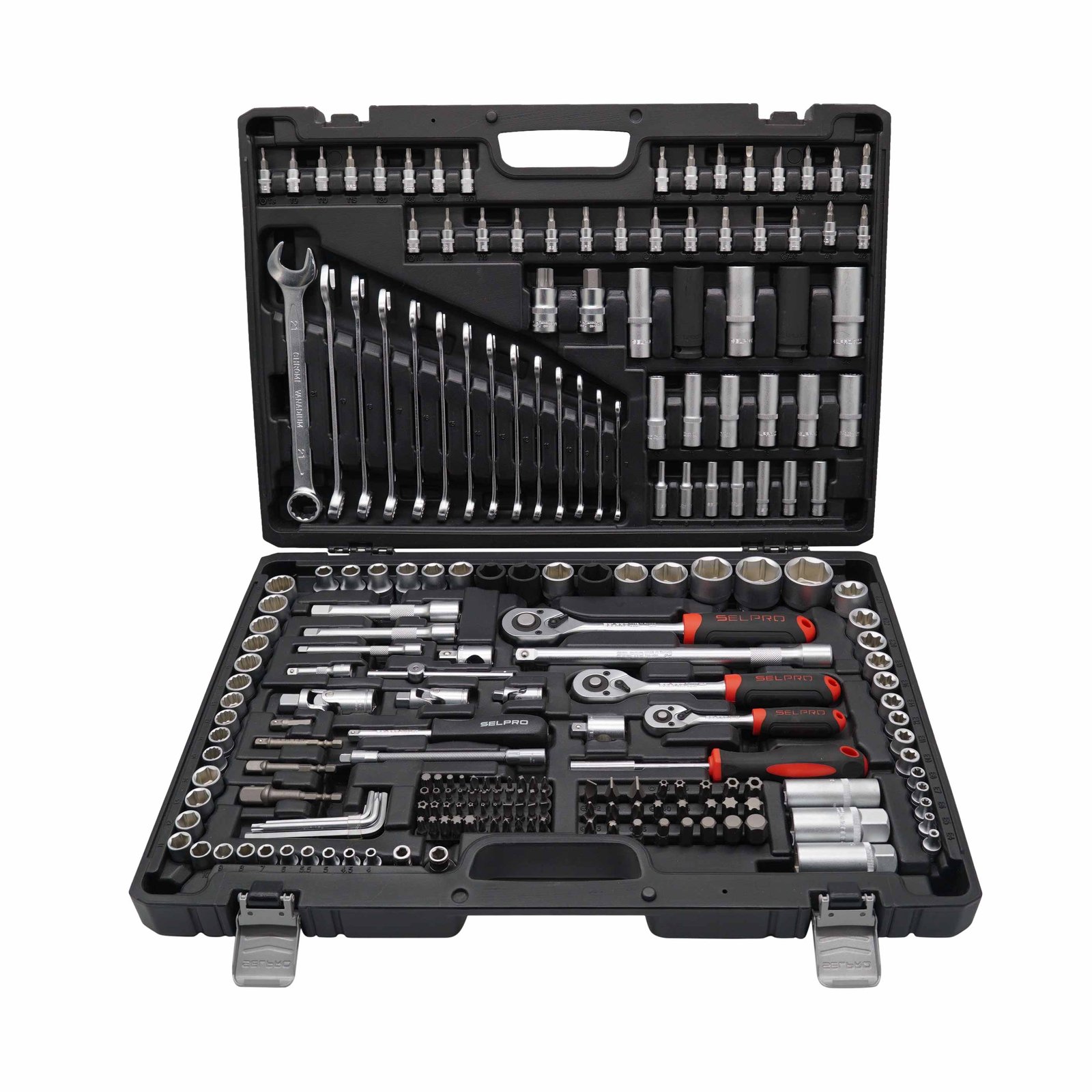 222 Pcs 1/4" & 3/8" & 1/2" & Dr. Socket Set