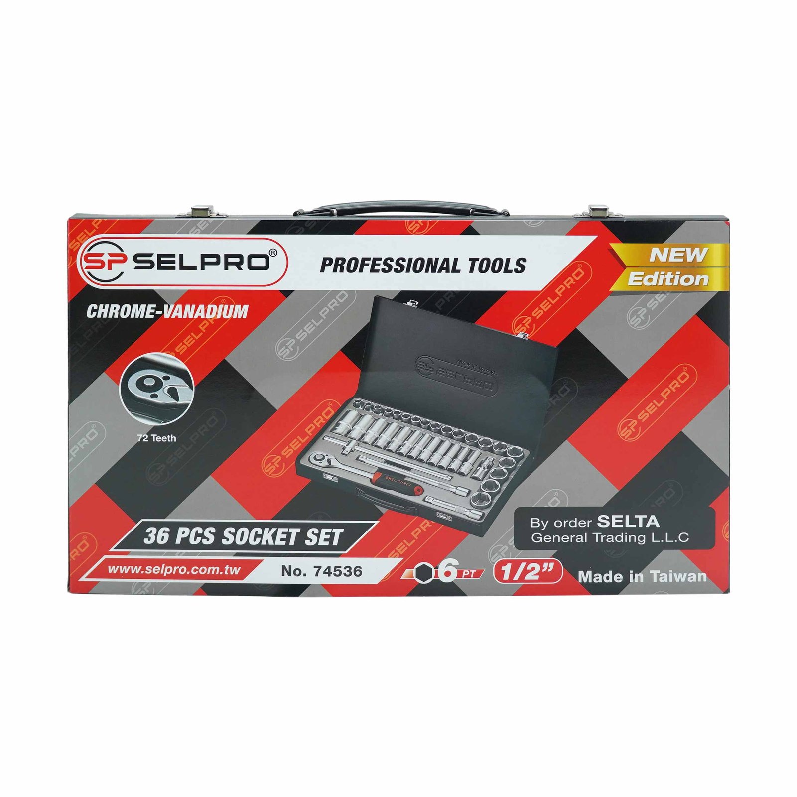 1/2" Dr. 36 Pcs Socket Set 6PT Short & Long