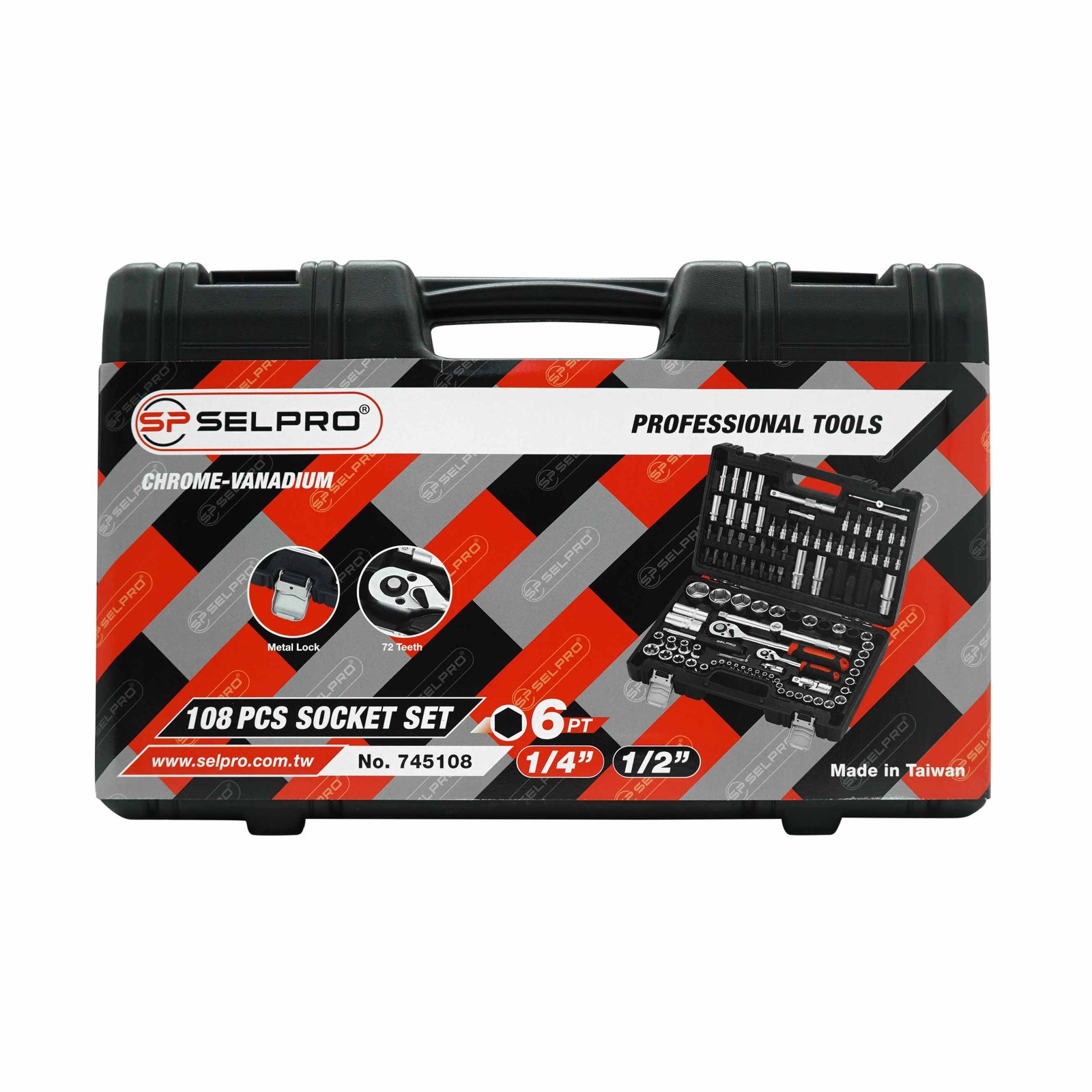 1/2" & 1/4" Dr. 108 Pcs Socket Set 6PT.