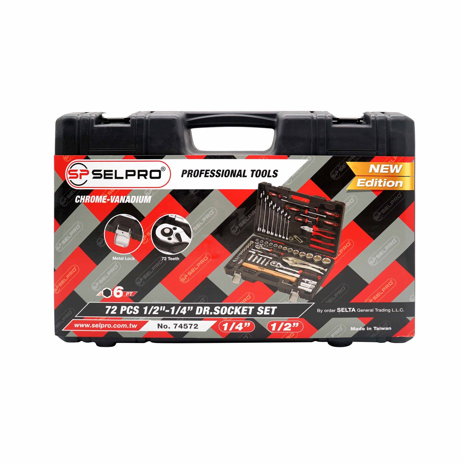 72 Pcs 1/4" & 1/2" Dr. Socket Set.