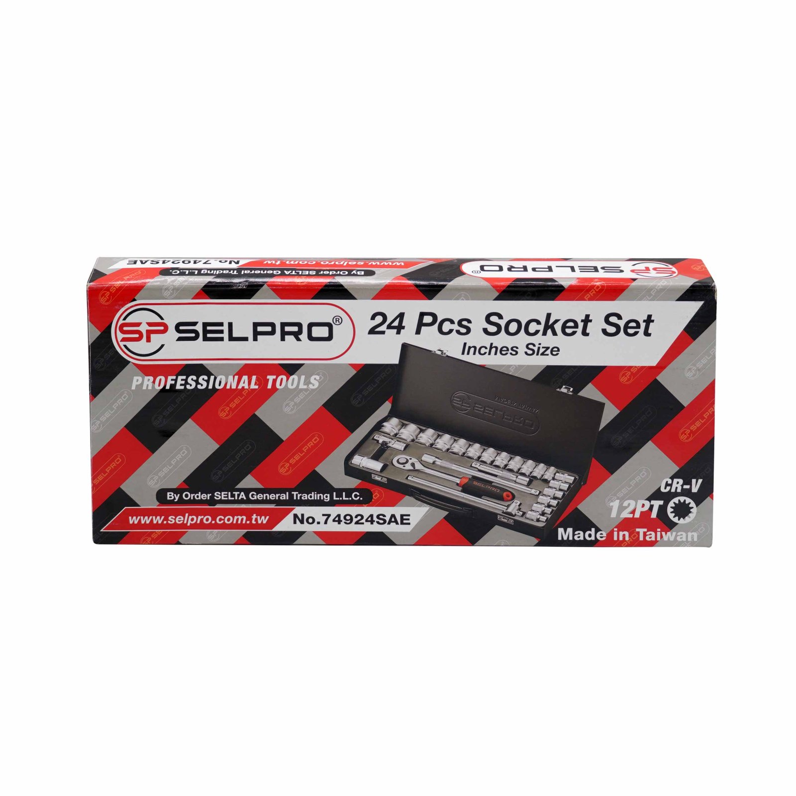1/2" Dr. 24 Pcs Socket Set 12PT Inches