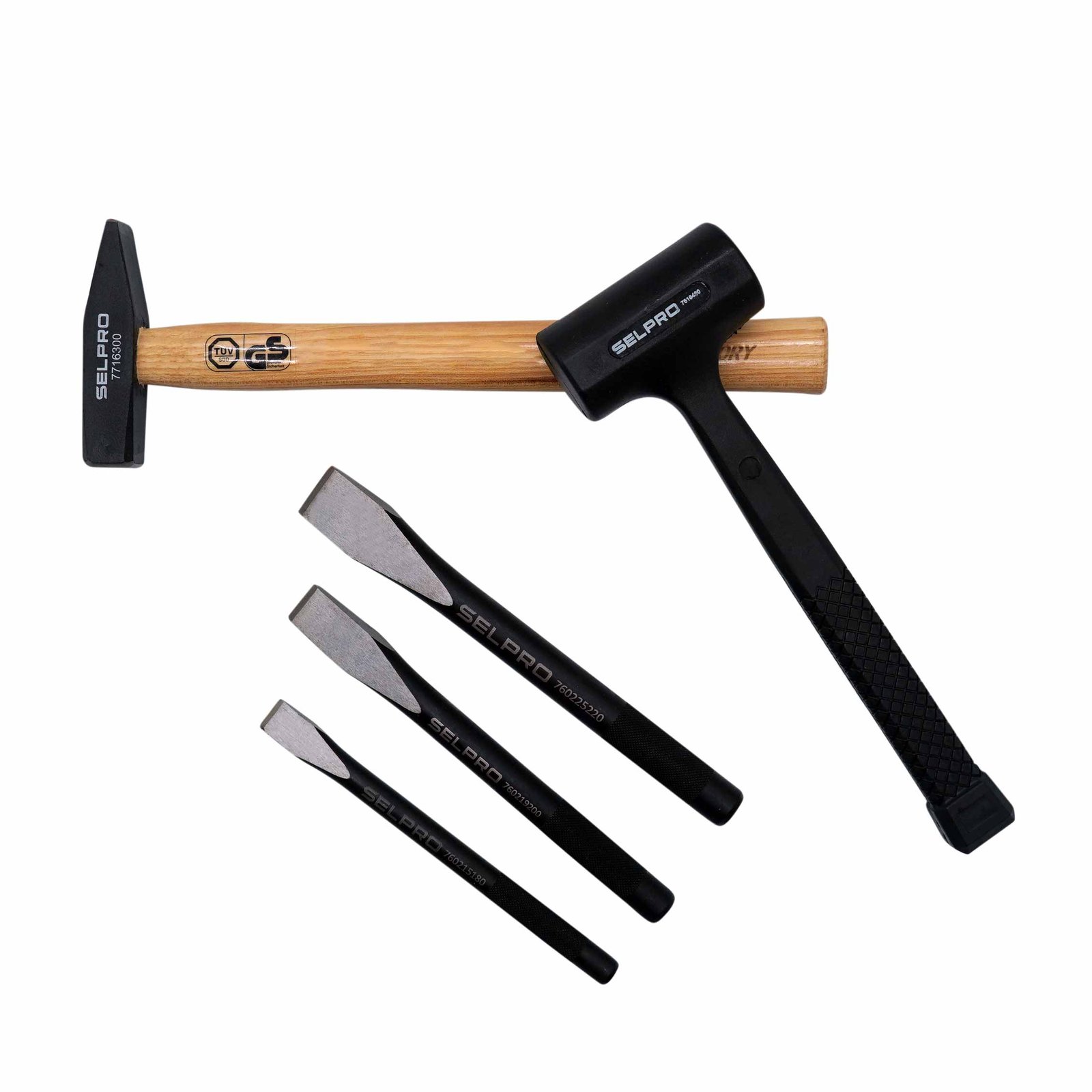 5 Pcs Hammer and Chisel Set Engineer Hammer and Rubber (Mallet) Hammer. 
