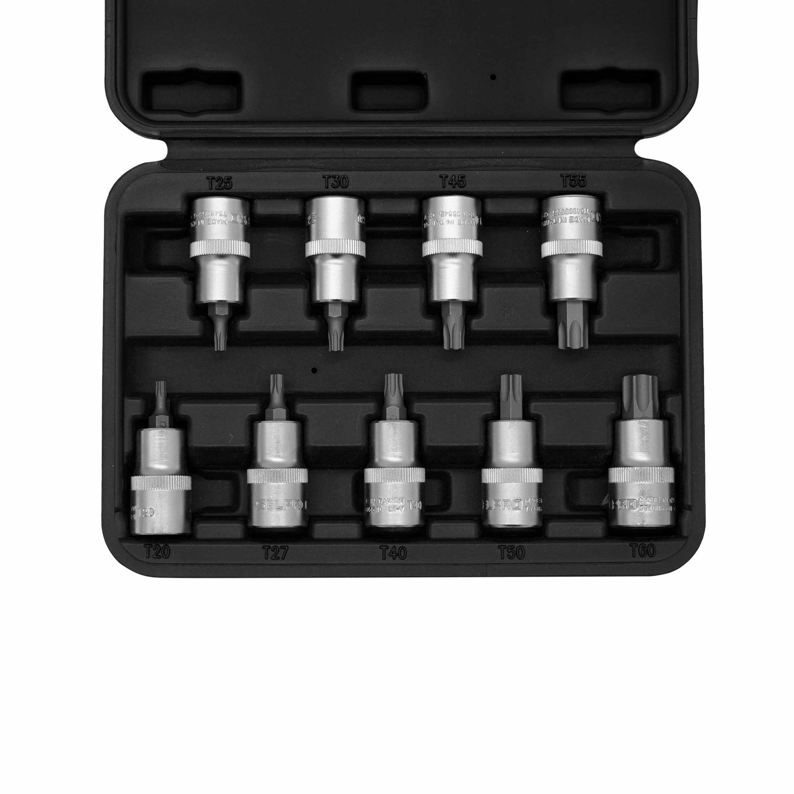 1/2" Dr. 9 Pcs Torx Socket Bit Set T20-T60(55mmL).
