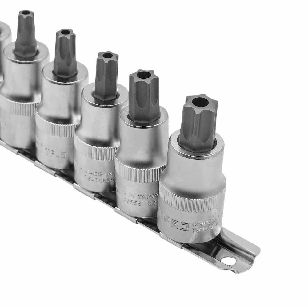 9 Pcs 1/2" Dr. Torx Star Bit Socket Set Temper Proof