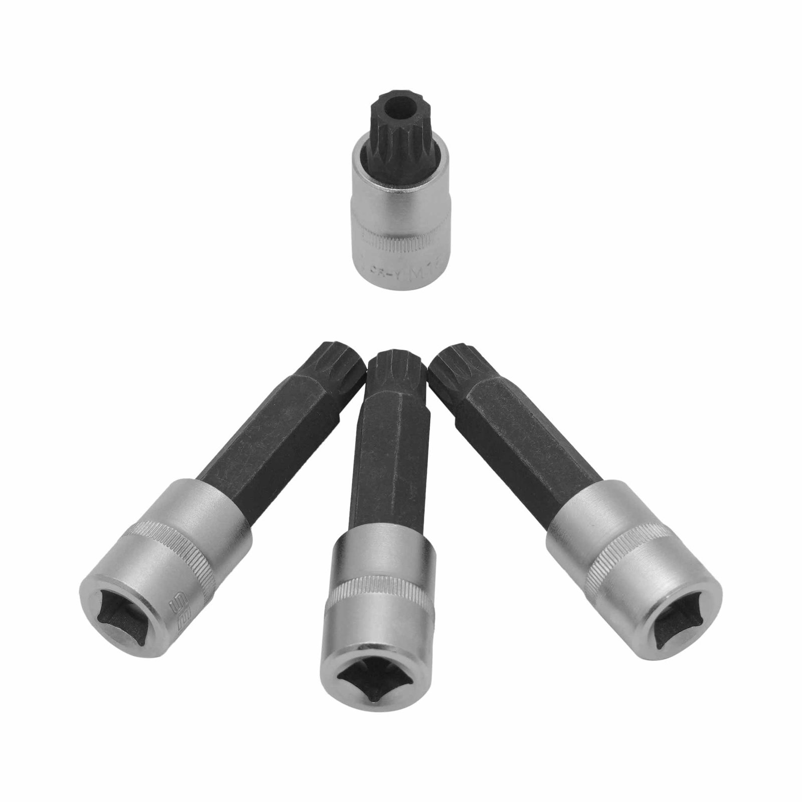 1/2" Dr. Chrome Spline Bit Socket With Hole.