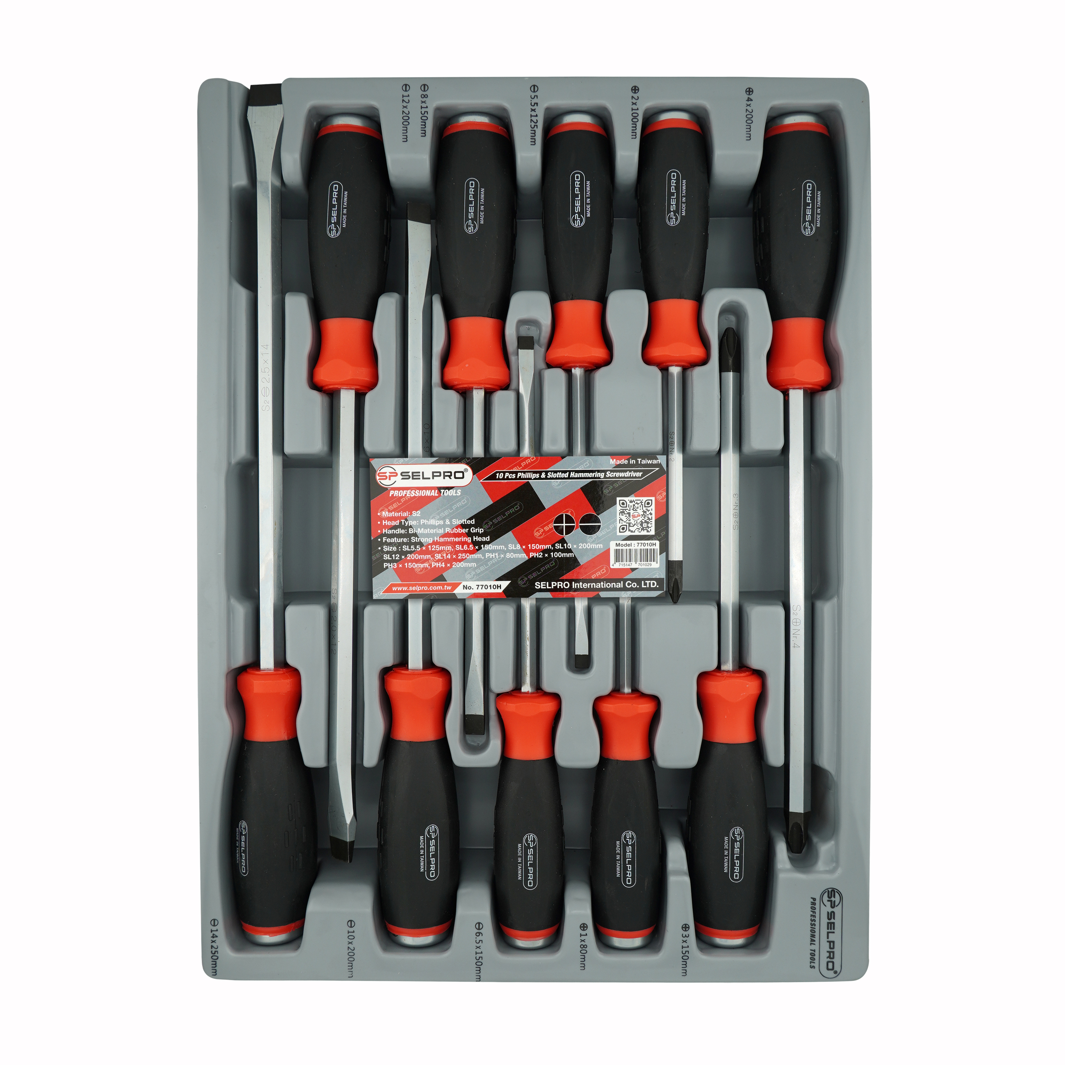 10 Pcs S2 Hammering ScrewDriver Set.