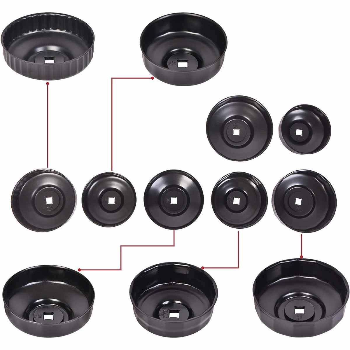  Black Steel Oil Filter Wrench Cup