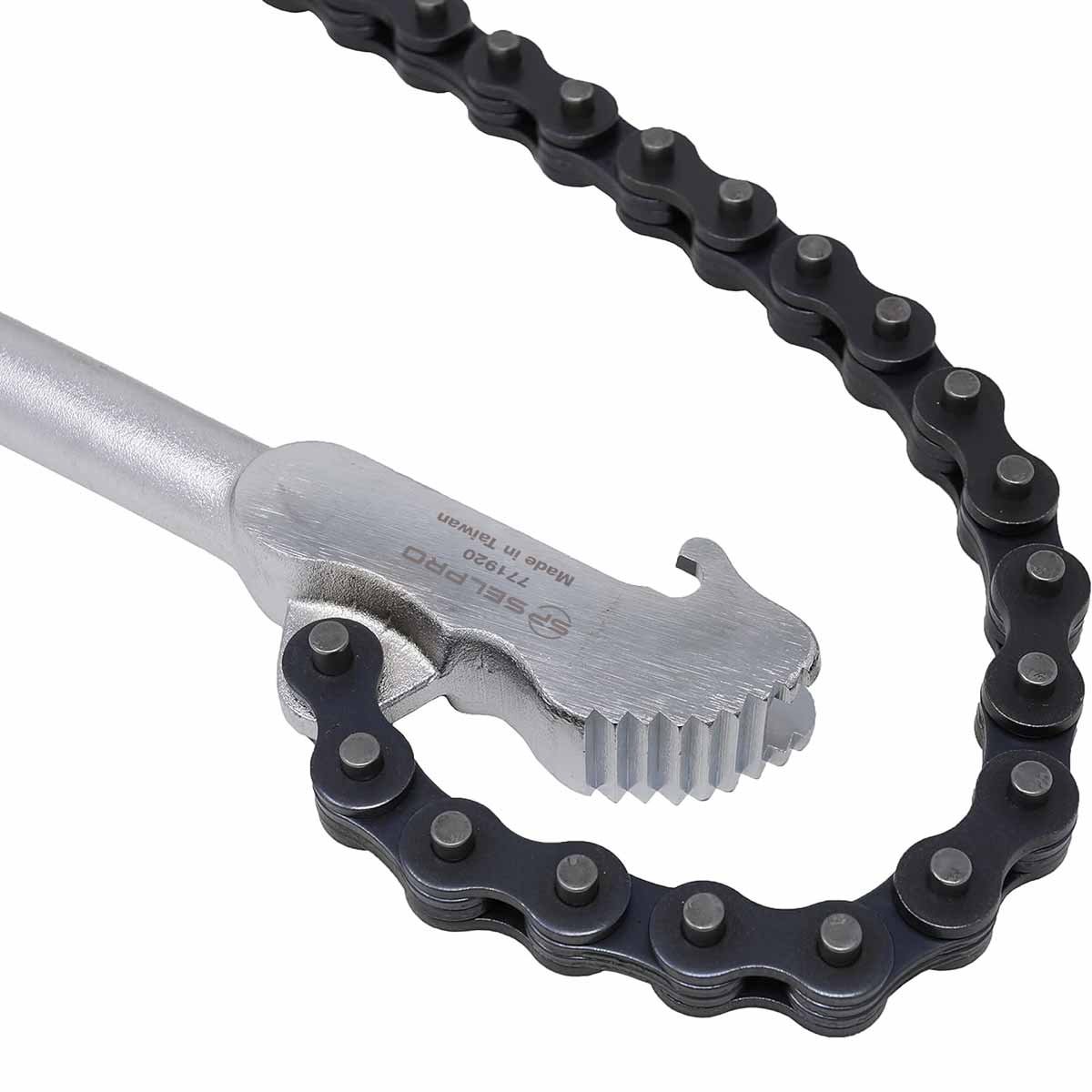 Chain Wrench Strong Handle Construction With Plastic Grip.