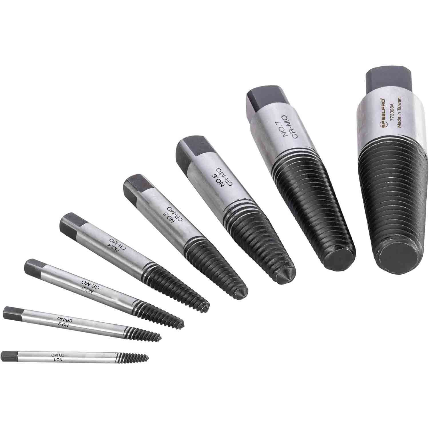 8 Pcs Screw Extractor Set Broken Bolt and Damaged Screw Remover.
