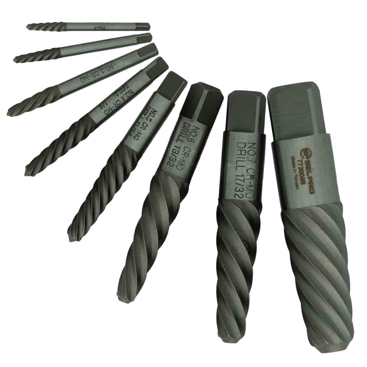 8 Pcs Screw Extractor Set Broken Bolt and Damaged Screw Remover.