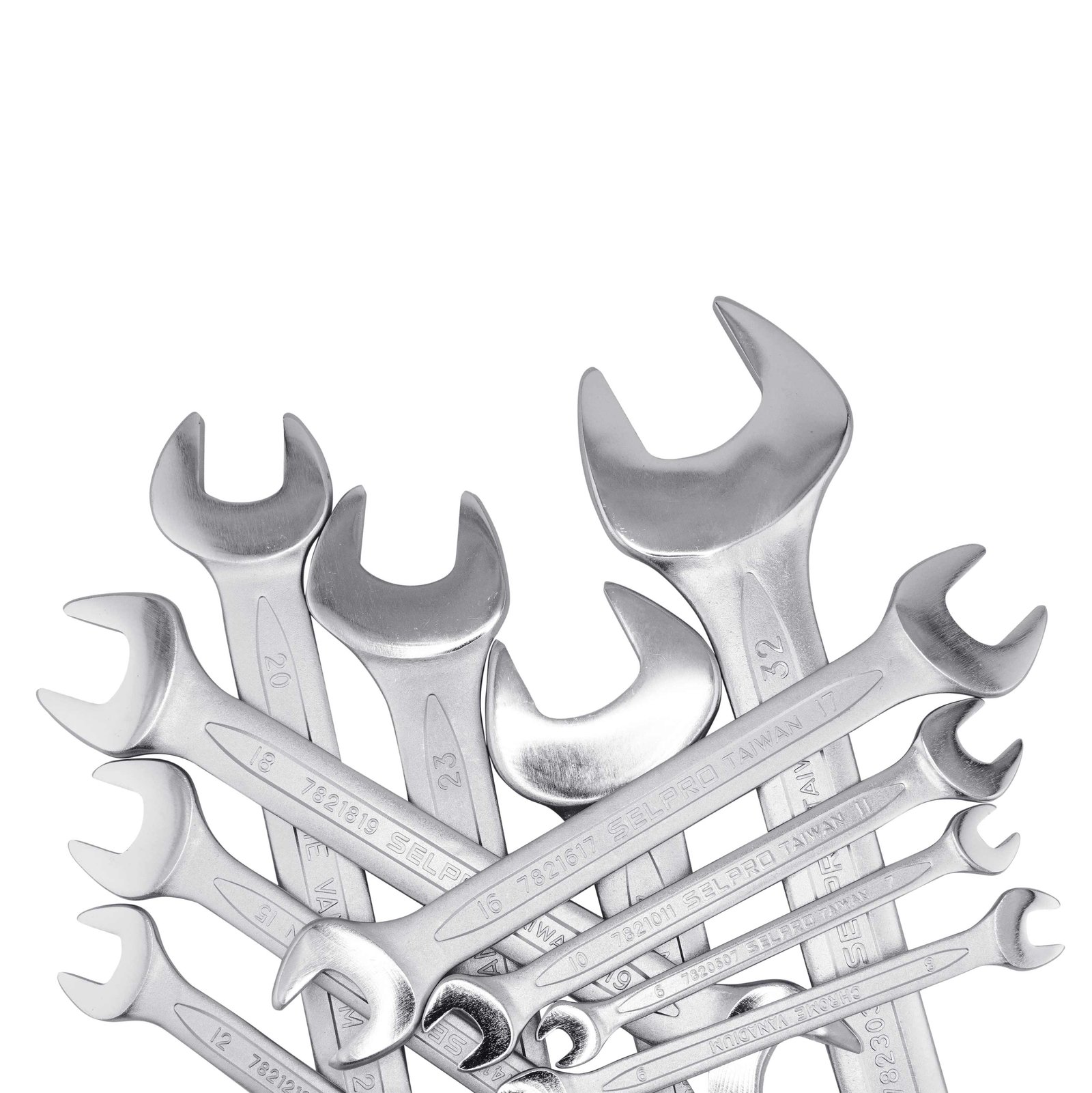 11 Pcs Double Open End Angled Spanner Wrench Set.