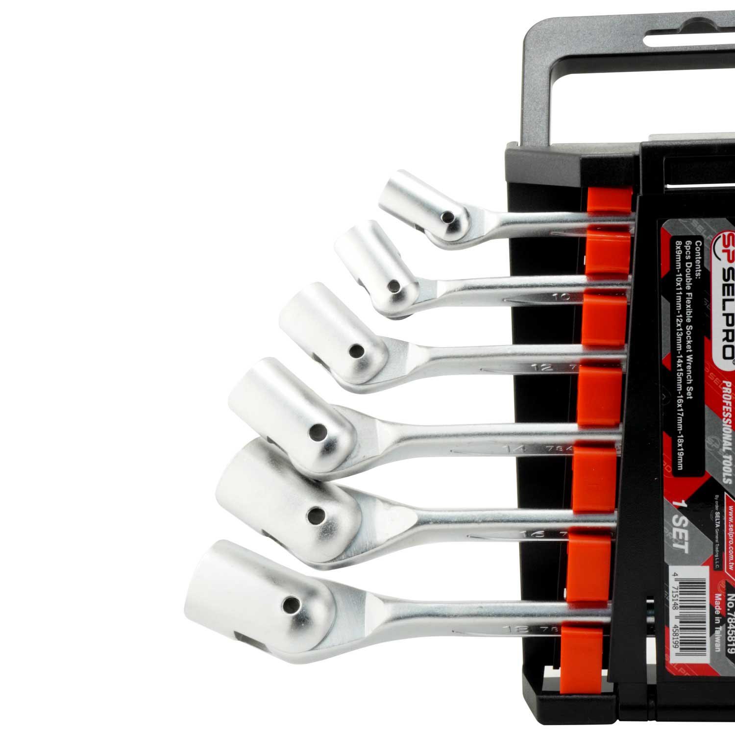 6 Pcs Flexible Head Double Socket Spanner Set.