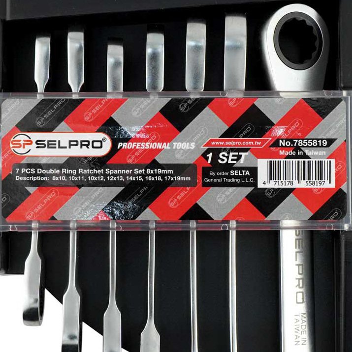 7 Pcs Double Ring Gear Ratchet Spanner Set