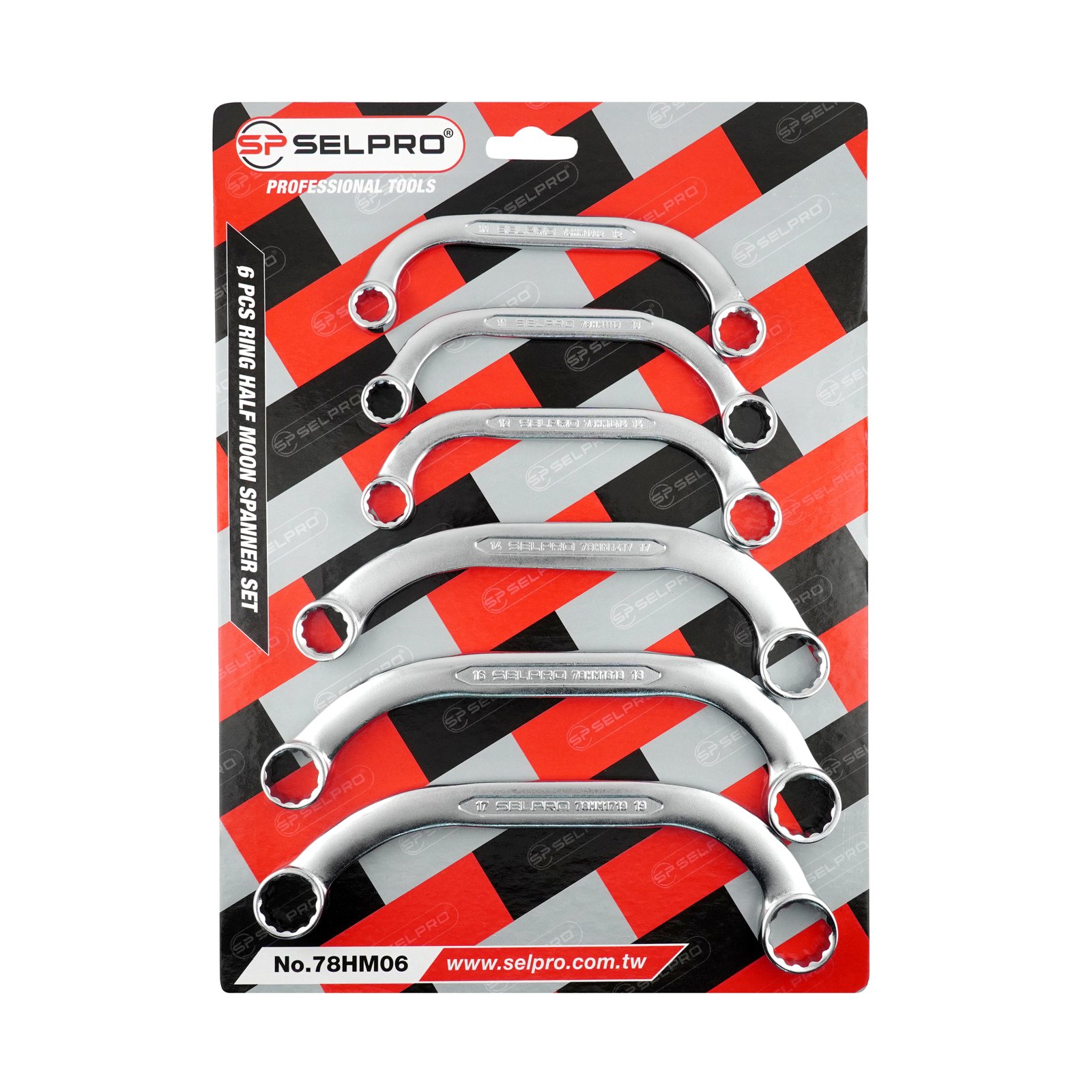 6 Pcs Half Moon Spanner Set 10x12 To 17x19mm.