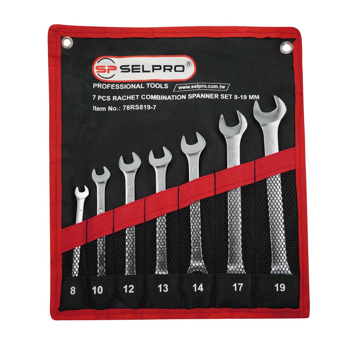 7 Pcs Ratchet Combination Spanner Set 8 To 19mm ( Pouch Bag )