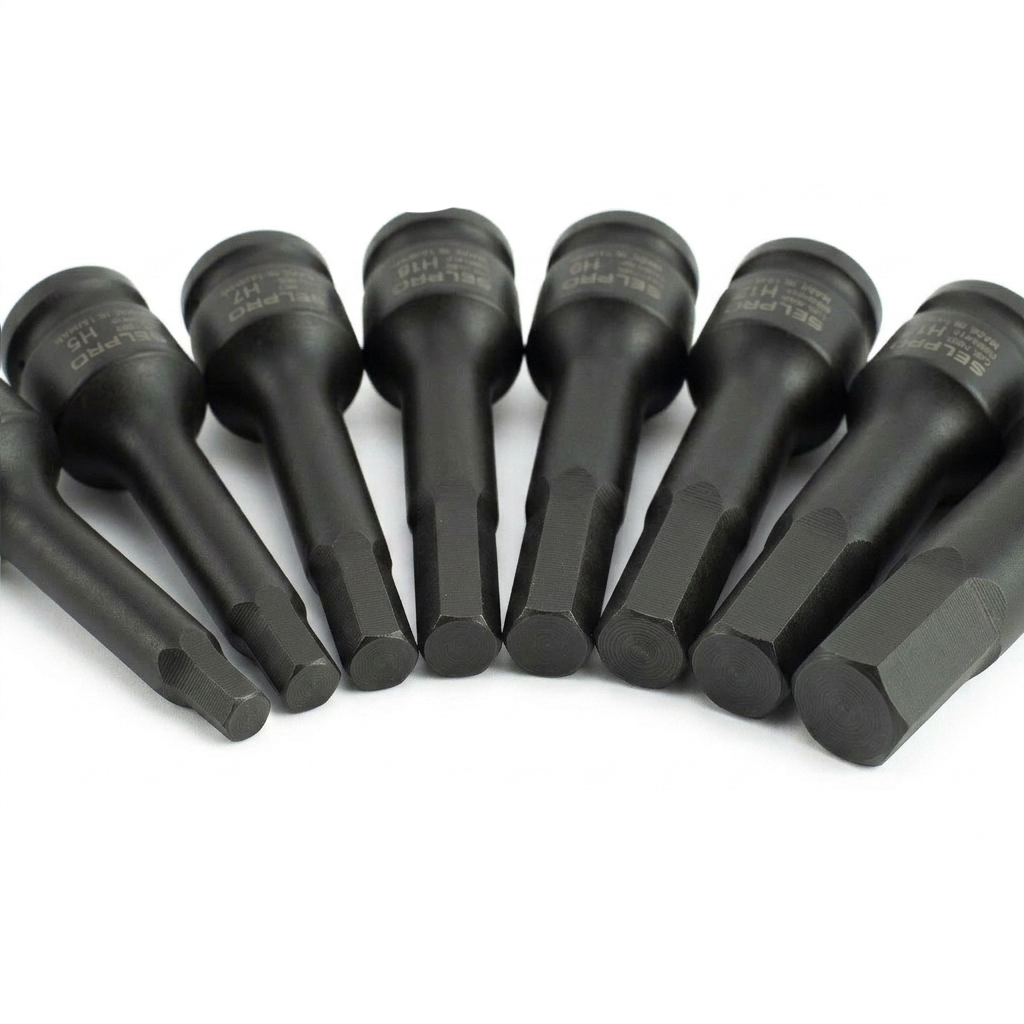 8 Pcs 1/2" Dr. Impact Hex Socket Bit Set H5-H17 (78mmL).