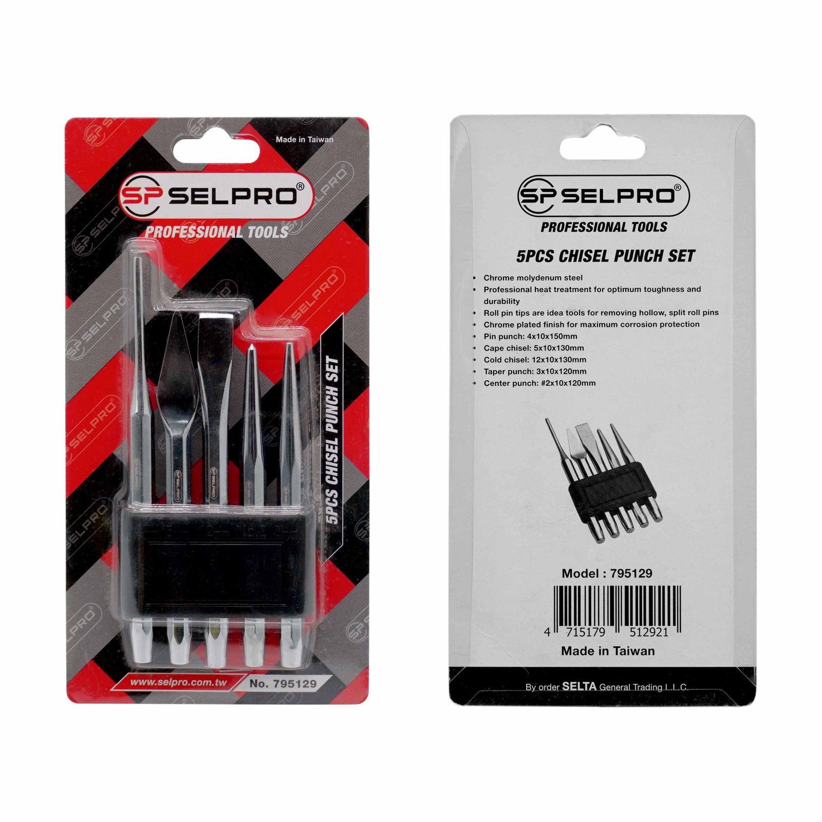 Chisel and Punch Set Strong CR-MO Steel.