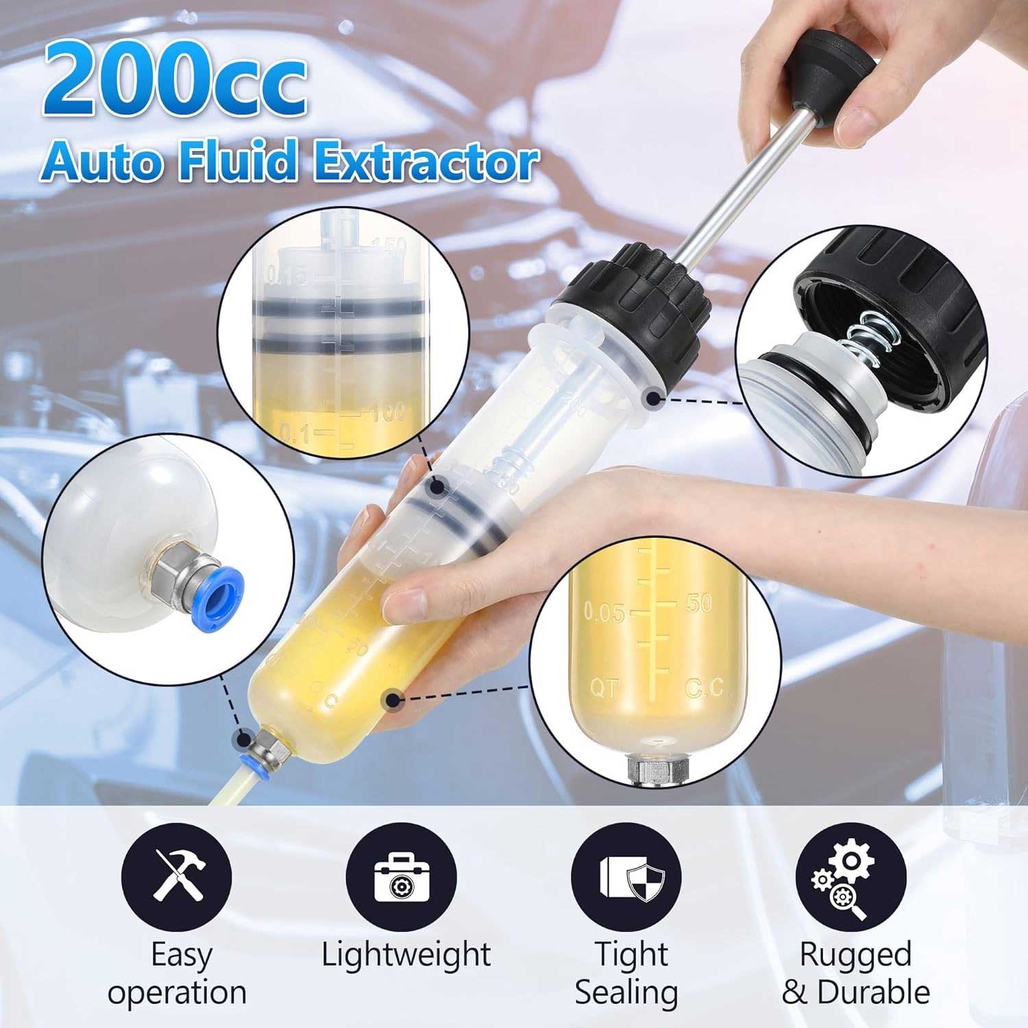 Hand Operated Fluid Syringe Smooth Suction Action.