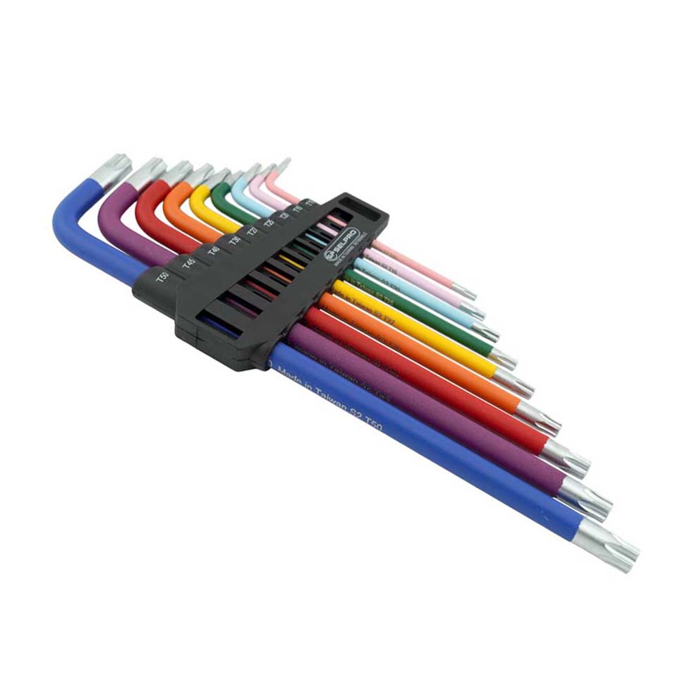 9 Pcs S2 Extra Long Torx L-key Set T10-T50 (COLOR)