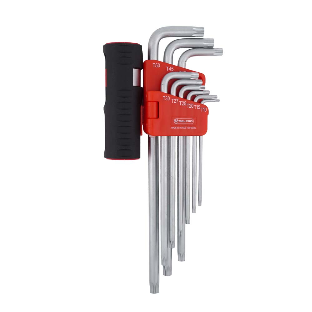 9 Pcs S2 Extra Long Torx L-Key Set with Turbo Bar T10 - T50.