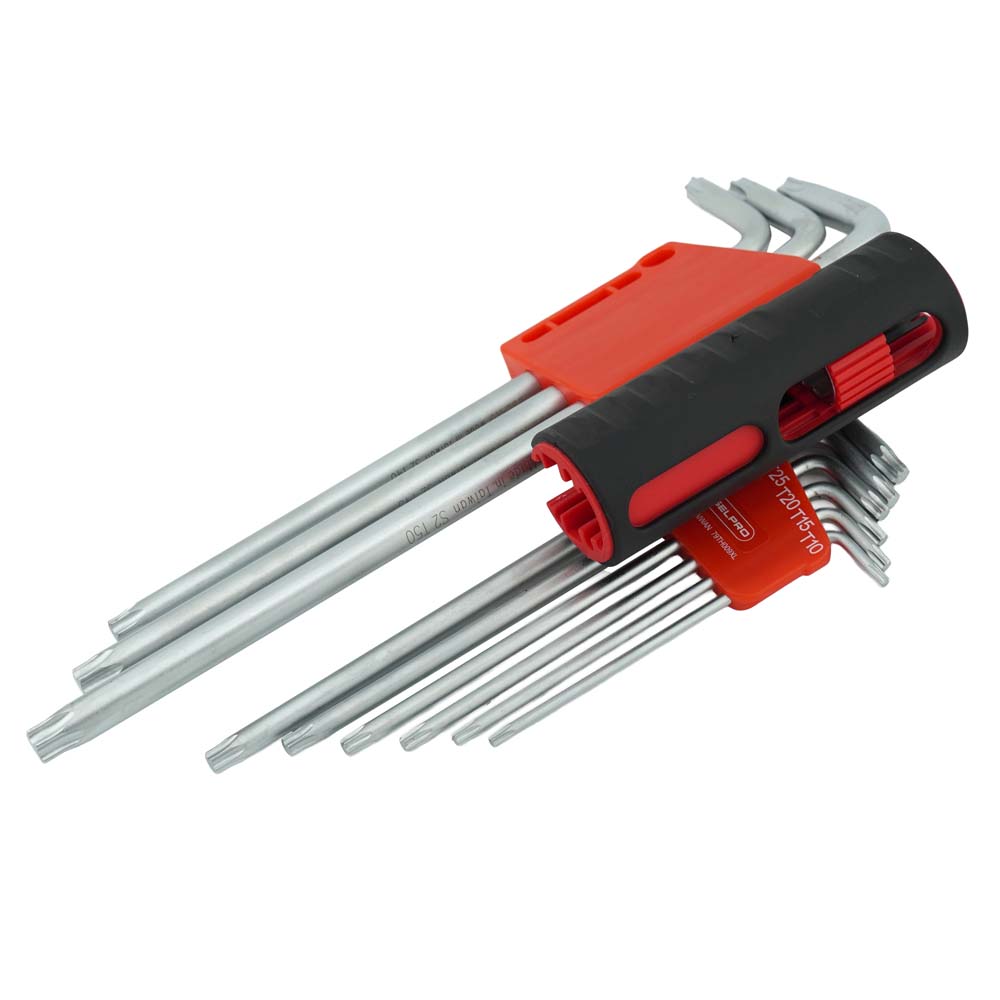 9 Pcs S2 Extra Long Torx L-Key Set with Turbo Bar T10 - T50.