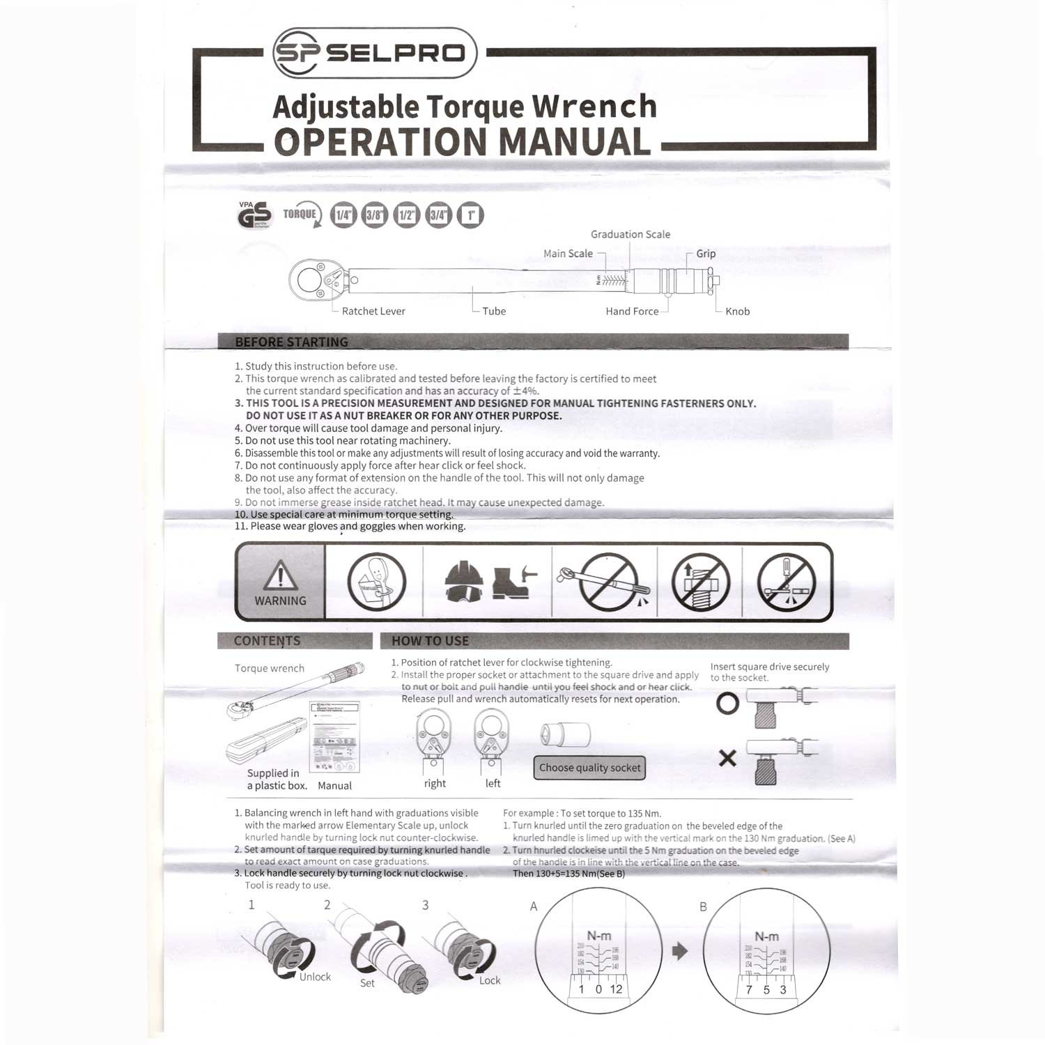 Torque Wrench Tone Control Dual Direction Adjustable